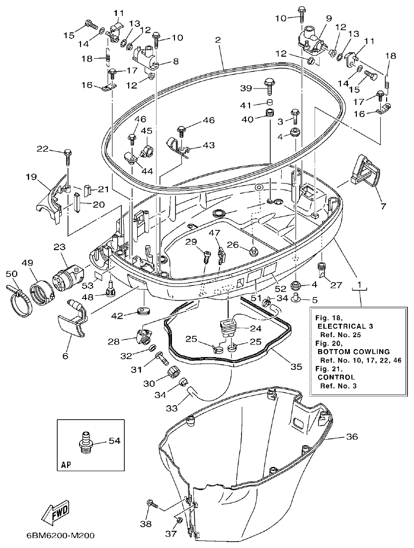 Yamaha F150BET, FL150BET BOTTOM COWLING parts diagram